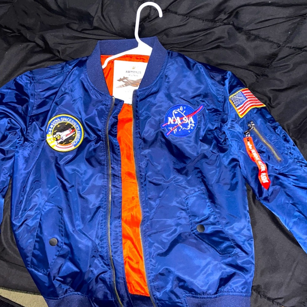 NASA Satin Navy blue Bomber Jacket.